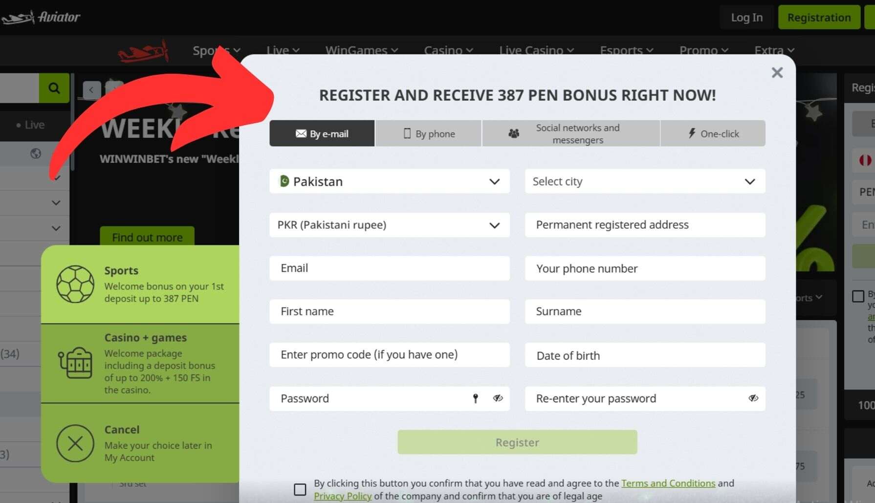 Winwin Pakistan Access the Registration Form