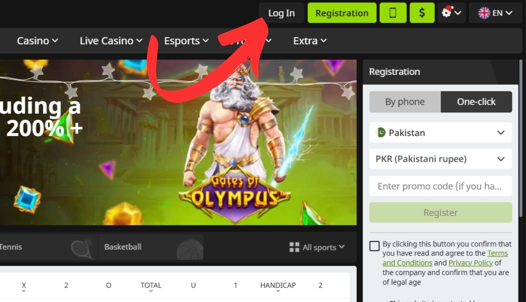 WinWin Pakistan Press the button Log In guide